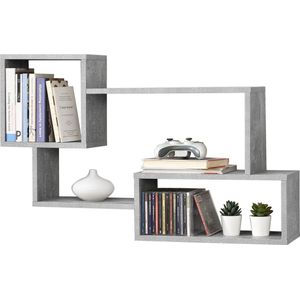 Wandplank Elian - Met 3 Vakken - 87x18x54 cm - Betonkleur - Spaanplaat - Modern Design