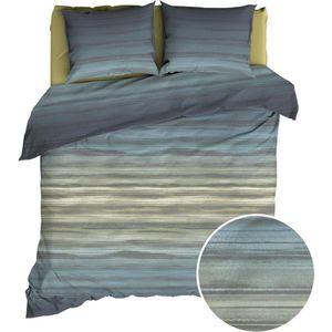 Satin d'Or Fluvius Dekbedovertrek - Tweepersoons - 2-persoons (200x200/220 cm + 2 slopen) - Teal/Blauw