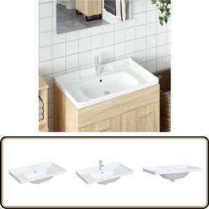 vidaXL Keramische Wastafel 91,5x48x23 cm - Wit Badkamermeubel - Wastafel - Keramische Wastafel - Inbouw Wastafel - Badkamerspiegel