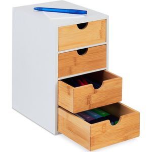 Relaxdays ladeblok 4 lades - bamboe bureau organizer - make-up organizer - knutselspullen