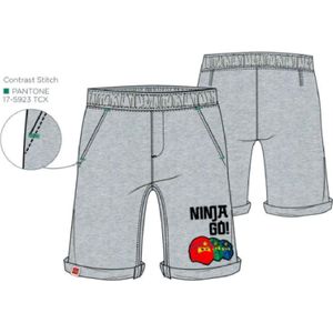 Lego Ninjago jongens short - korte broek - bermuda - grijs - Maat 128 / 8 jaar