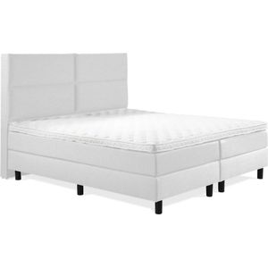 Boxspring Luxe 160x210 4 vlaks Wit Lederlook