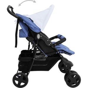 vidaXL Tweelingwagen - Kinderwagen - 80x96x104cm - Inklapbaar - Marineblauw - Kinderwagen