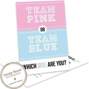 GR508 ( 8 stuks) - Baby Gender Reveal uitnodiging - Uitnodiging - Invulkaarten - Babyshower - Gender reveal party - invulkaarten - Team Pink or Team Blue - Kaarten met enveloppen - gender reveal uitnodigingen - kaart met envelop GR508 (8 stuks )