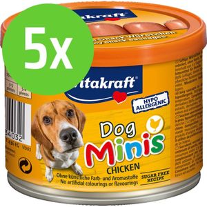 Vitakraft Dog Minis Kip Hondenworstjes - hondensnack - 12 Stuks - 5 Verpakkingen