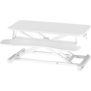 Sta-zitje, bureau, staand bureau, staande tafel, ergonomisch, in hoogte verstelbaar, voor pc-computerscherm, laptop, 80 x 40 cm, platform met toetsenbordlade, 15 kg capaciteit, wit