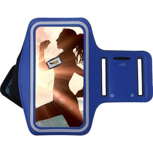 Geschikt voor Samsung Galaxy S23 hoesje - Sportband Hoesje - Sport Armband Case Hardloopband Blauw