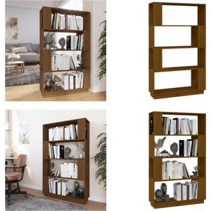 vidaXL Boekenkast/kamerscherm 80x25x132 cm massief hout honingbruin - Boekenkast - Boekenkasten - Opbergkast - Boekenrek