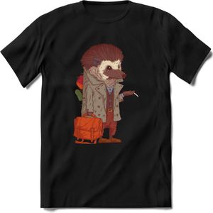 Casual egel T-Shirt Grappig | Dieren herfst Kleding Kado Heren / Dames | Animal Skateboard Cadeau shirt - Zwart - 3XL