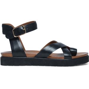 Manfield leren sandalen zwart