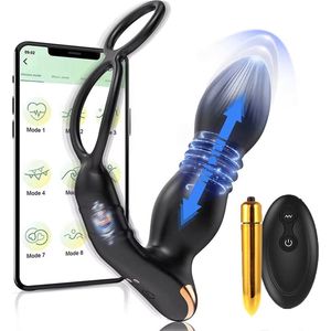 Akindo - Luxe Prostaat Stimulator zwart goud - 3-In-1 - Vibrerende butt plug - Prostaat Stimulator met Cock en Ballring - Draadloos via een app of afstandsbediening - Anaal Dildo voor Man - sex - sex toys - sex toys voor mannen, vrouwen en koppels