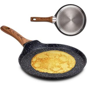 24 cm aluminium pannenkoekenpan met steenantiaanbaklaag voor gezonde bereiding met 2 bonus recepten