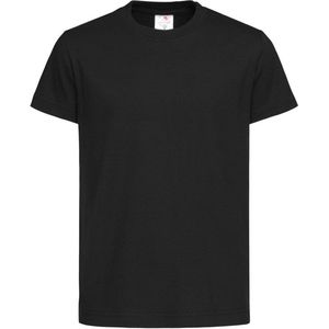 Set van 2x stuks zwarte kinder t-shirts 100% katoen - Kinderkleding basics, maat: 146-152 (L)