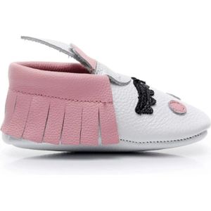 Baby Mocassins - Eenhoorn - 18 / 24 maanden - Maat 22 / 23 - Roze - Wit - Zilver Zwart - Kraamkado - Babyshower- Kraamcadeau