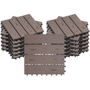 WARRAICH-Dektegels Houtlook - Vloertegels met In Elkaar Grijpend Systeem, 30x30 cm, 22 Stuks, Bruin