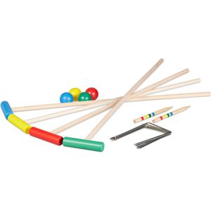 Relaxdays croquet spel - hout - outdoor spel - kinderen - volwassenen - poortjes en hamers