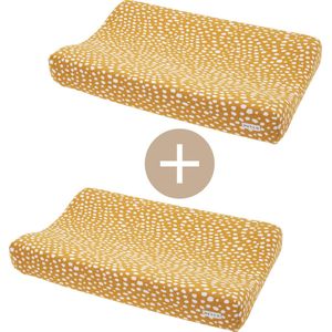 Meyco Baby Cheetah aankleedkussenhoes - 2-pack - honey gold - 50x70cm