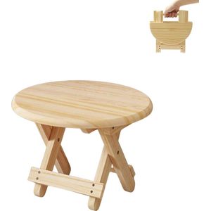 Luvetrex ® Mini opvouwbare kruk van hout. Reisstoel, ronde kinderkruk, draagbare voetenbank voor thuis, badkamer, keuken, tuin, kantoor, reizen. Ondersteunt 90 kg.