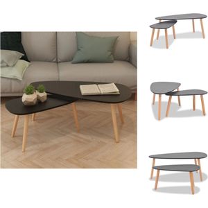 vidaXL Salontafelset - Scandinavische stijl - Massief grenenhout - Zwart - 100x50x40 cm / 70x34.5x35 cm - Tafel