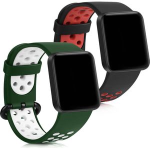 Kwmobile Horlogebandjes 2x Zwart/Rood/Groen/Wit - Geschikt voor Xiaomi Mi Watch Lite