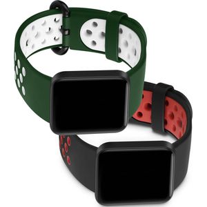 kwmobile 2x armband geschikt voor Xiaomi Mi Watch Lite / Redmi Watch - Bandjes voor fitnesstracker in zwart / rood / groen / wit