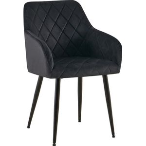CLP Monett Eetkamerstoel - met armleuning - klassiek - metalen frame - Fluweel - Metaal mat zwart zwart