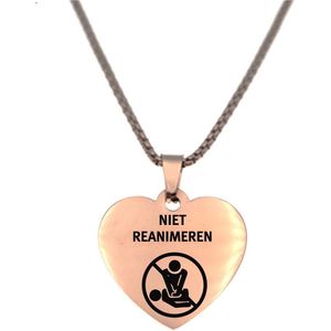 Ketting | Hart | RVS | Rosegoud | Niet Reanimeren