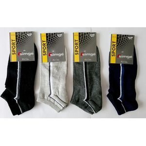 4 paar heren sportsokken, ""Simge"" low socks, L.grijs / D.grijs / Blauw en Zwart, maat 40 - 44