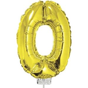 Folie Ballon - Cijfer 0 Goud Met Rietje |Verjaardag/Birthday | Party | Jubileum |