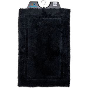 Wicotex - Badmat uni Zwart - Antislip onderkant - Afmeting 60x90cm
