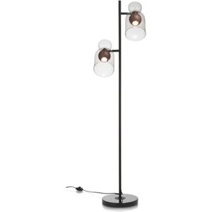 LM-Collection Skylar Vloerlamp - 40x30x165cm - GU10 spots - Bruin/Antraciet - Glas/Metaal