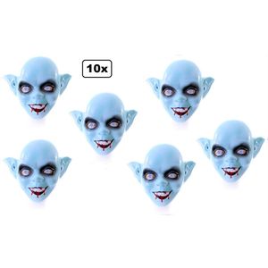 10x Masker zombie Kind pvc - kids masker - Horror griezel Halloween uitdeel part wanddecoratie festival evenement