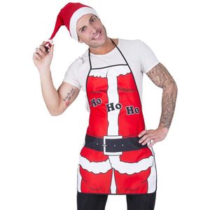 PartyXplosion - Kerst & Oud & Nieuw Kostuum - Santa Cooking Schort - Rood - One size - Kerst - Verkleedkleding