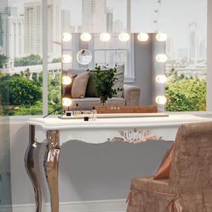 Hollywood spiegel: Luxe LED spiegel met licht regeling - zilver - 72x54cm - Premium Design