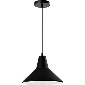 QUVIO Hanglamp retro - Lampen - Plafondlamp - Verlichting - Verlichting plafondlampen - Keukenverlichting - Lamp - Simplistisch design - E27 fitting - Met 1 lichtpunt - Voor binnen - Metaal - D 28 cm  - Zwart
