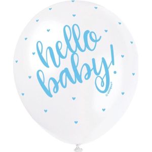 Geboorte Ballonnen Hello Baby Blauw 30cm 5st
