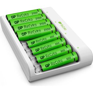 GP Batterij 4X AA 2100 MAH - 4X AAA 850 mAh USB 8 Slots BATCHG.