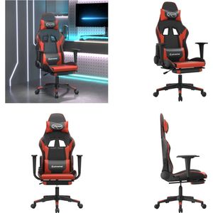 vidaXL Gamestoel met voetensteun kunstleer zwart en rood - Gamingstoel - Gamingstoelen - Televisiestoel - Racingstoel