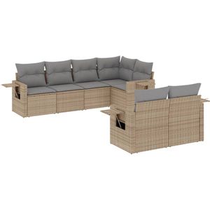 vidaXL Loungeset 7-delig - Poly Rattan - Beige Loungeset - Tuinset - Hoekbank - Lounge Bank - Pe Rattan
