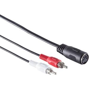 DIN 5-pins (v) - Tulp stereo 2RCA (m) audio adapter (afspelen) / zwart - 0,20 meter