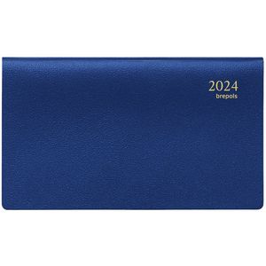 Brepols Agenda 2024 • Omniplan • Horizontaal • Genova PVC • uitneembaar ABC • 16 x 8,9 cm • spiraal • Blauw