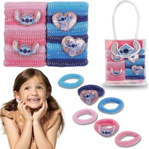 Stitch Set van Kleurrijke Haarelastieken voor Meisjes in een Mini Tas