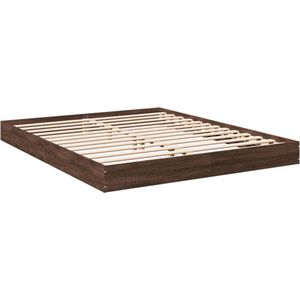 vidaXL - Bedframe - zonder - matras - bewerkt - hout - bruin - eikenkleur - 150x200 - cm