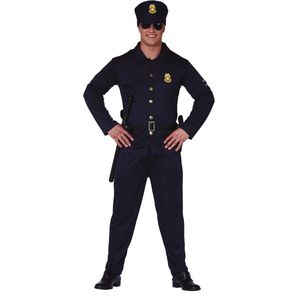 Guirca - Politie & Detective Kostuum - Halt Of Ik Schiet Politie Agent - Man - Blauw - Maat 52-54 - Carnavalskleding - Verkleedkleding