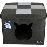 Let's sleep Pet Cube - Stevige kattenmand - Milieuvriendelijk kattenhuisje - licht/donker grijs - 100% Gerecycled polyester