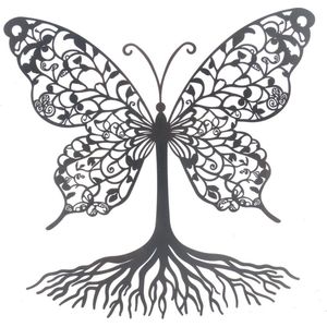 Levensboom vlinder | lasergesneden wandornament van kwaliteitsmetaal | 50×50 | tree of life