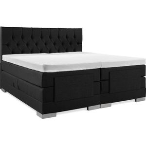 Soft bedden Elektrische Boxspring - 160x210 - Incl. Gecapitonneerd hoofdbord - Gitzwart met plint