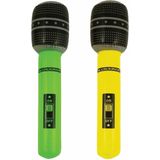 Henbrandt Opblaasbare microfoons - 2x stuks - neon geel/groen - 40 cm