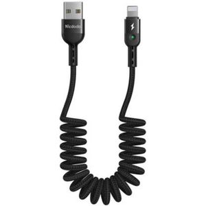 Mcdodo USB to Lightning Cable/kabel voor auto en thuis, CA-6410, veer, 1,8 m (zwart) voor iPhone 12,13,14