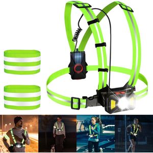 Hardlooplamp met voetlamp en borstlamp - verlichting voor hardlopen - looplicht met reflectoren - armbanden voor nachthardlopen en kamperen .
